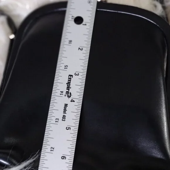 MB Vintage Style Black Crossbody Bag Kiss Lock Clasp Mini Purse - Picture 12 of 12